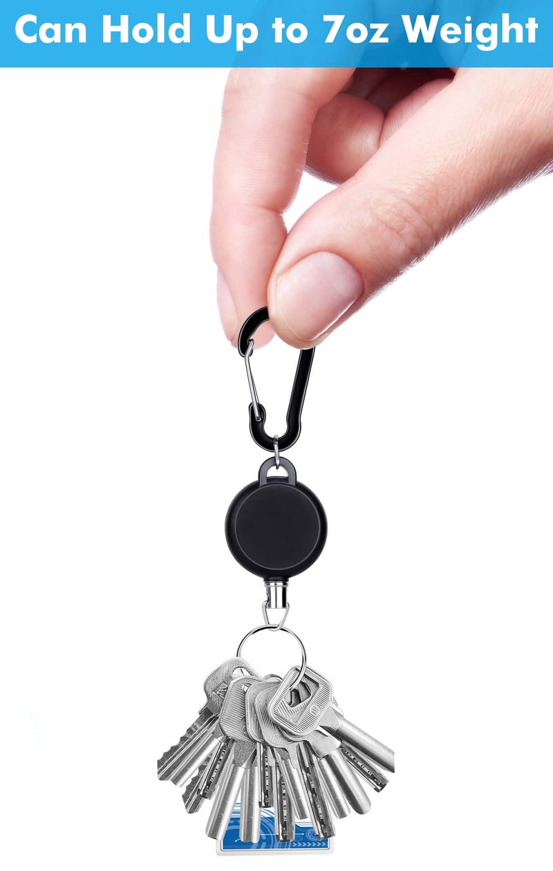 Selizo 5 Pcs Retractable Keychain Retractable Badge Holder Reel Clip ID Badge Holder with Steel Wire Rope, Black - Image 5